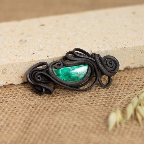 Spona do vlasů  s malachitem - malá – La Sofia
