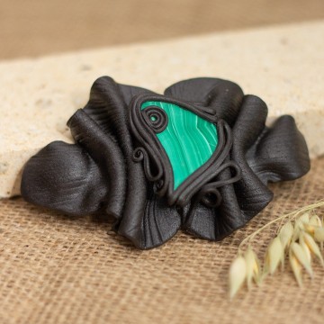 Spona do vlasů  s malachitem - velká – La Sofia