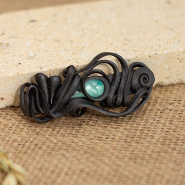 Spona do vlasů  s mint sklem - malá – La Sofia