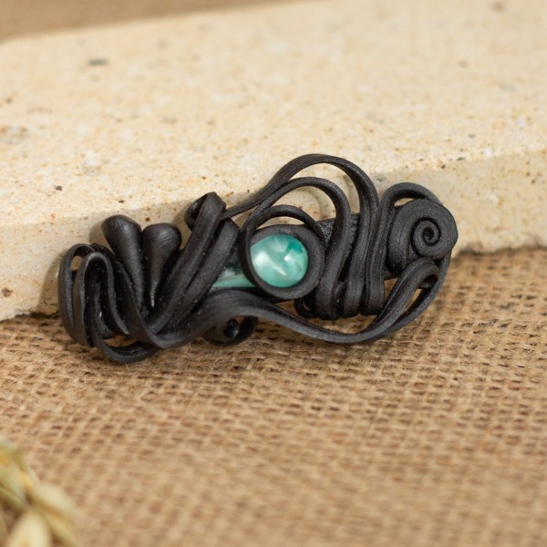 Spona do vlasů  s mint sklem - malá – La Sofia