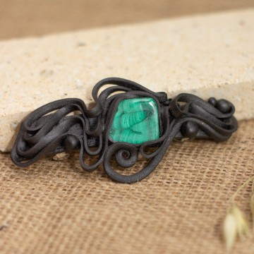 Spona do vlasů  s malachitem - velká – La Sofia
