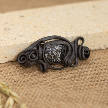 Spona do vlasů  s vločkovým obsidiánem - malá – La Sofia