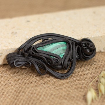Spona do vlasů  s malachitem - velká – La Sofia