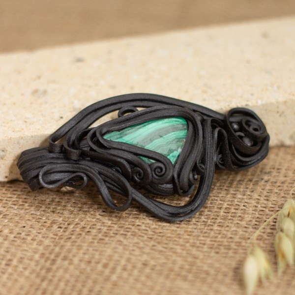 Spona do vlasů  s malachitem - velká – La Sofia