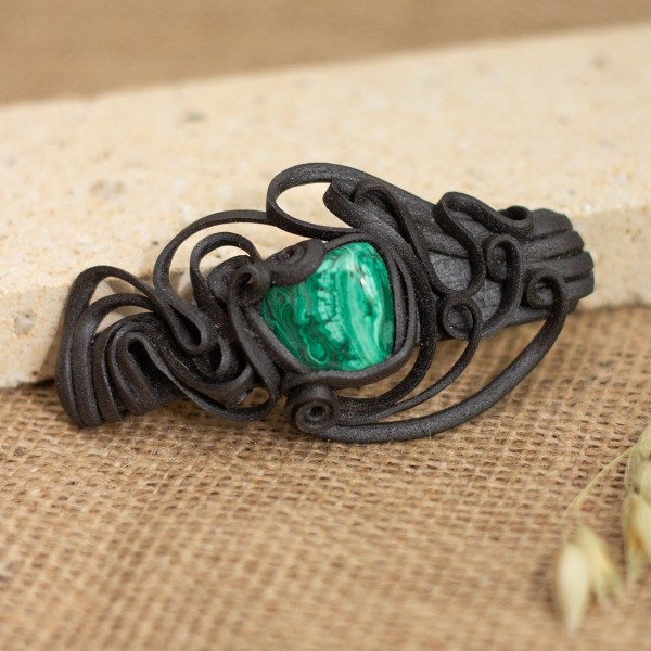Spona do vlasů  s malachitem - velká – La Sofia