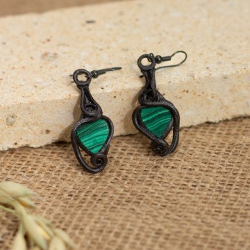 Náušnice  s malachitem – La Sofia