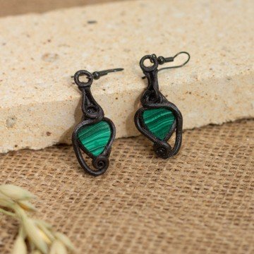 Náušnice  s malachitem – La Sofia