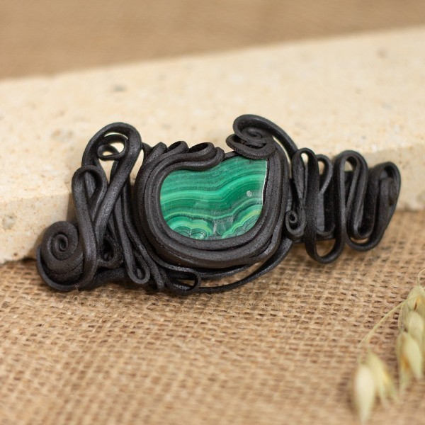 Spona do vlasů  s malachitem - velká – La Sofia