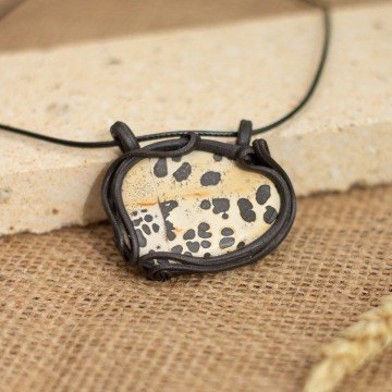 Přívěsek  velký s  jaspisem – dalmatin – La Sofia