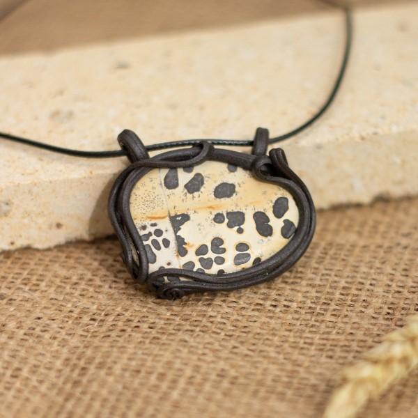 Přívěsek  velký s  jaspisem – dalmatin – La Sofia