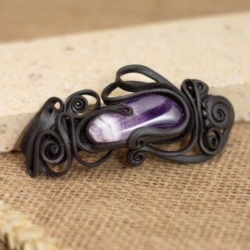 Spona do vlasů  s ametystem - velká – La Sofia