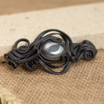 Spona do vlasů  s hematitem - velká – La Sofia