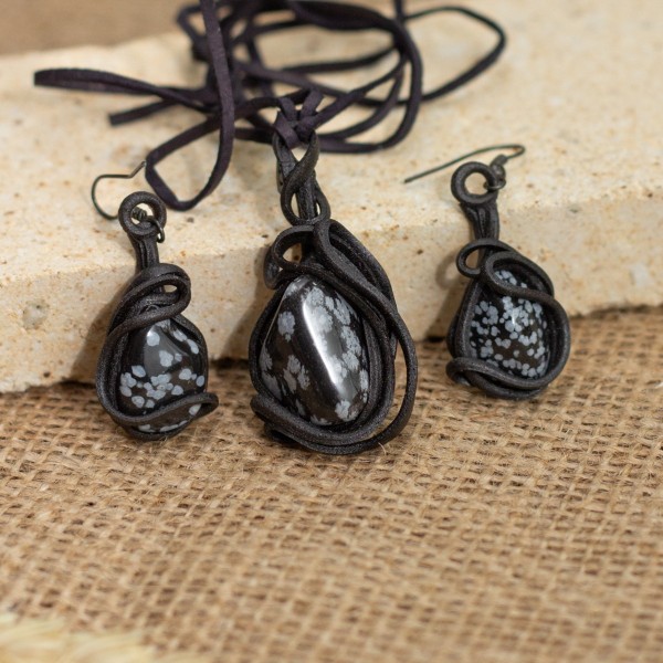 Sada šperků: Přívěšek a náušnice s obsidiánem – La Sofia