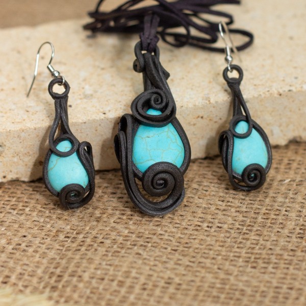 Sada šperků: Přívěšek a náušnice s tyrkysem – La Sofia