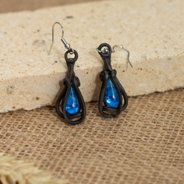 Náušnice s modrými skleněnými kapkami – La Sofia
