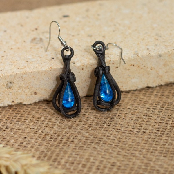 Náušnice s modrými skleněnými kapkami – La Sofia