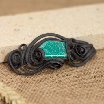 Spona do vlasů  s amazonitem - velká – La Sofia