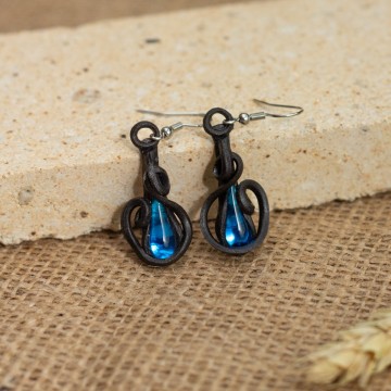 Náušnice s modrými skleněnými kapkami – La Sofia