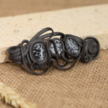 Spona do vlasů  s obsidiánem - velká – La Sofia