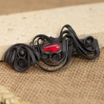 Spona do vlasů  s červeným sklem - velká – La Sofia