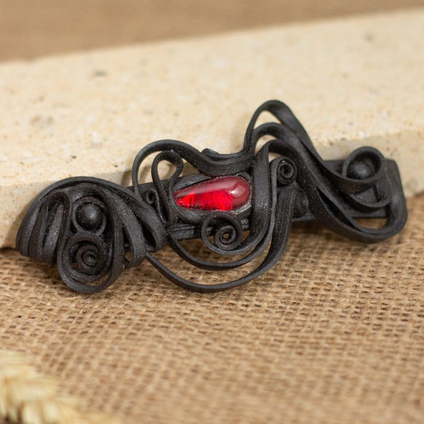 Spona do vlasů  s červeným sklem - velká – La Sofia