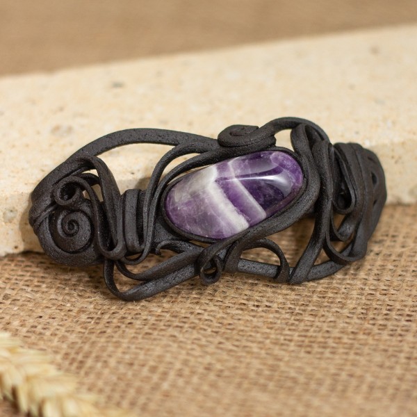 Spona do vlasů  s ametystem - velká – La Sofia