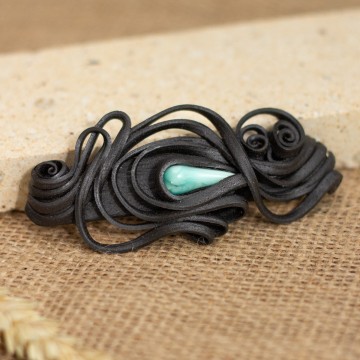 Spona do vlasů  s mint sklem - velká – La Sofia