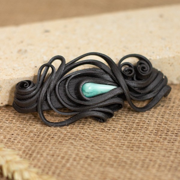 Spona do vlasů  s mint sklem - velká – La Sofia