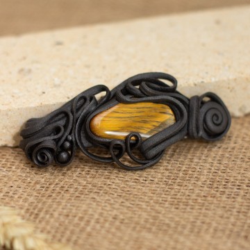 Spona do vlasů  s tygřím okem - velká – La Sofia