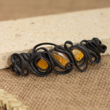 Spona do vlasů  s tygřím okem - vellká – La Sofia